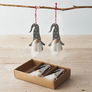 Grey Wooden Hanging Grey Gonks - Set of 6 - Picture 1 of 1