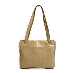 Bolso de Hombro Chanel CC Logo Tachuelas Bolso de Hombro Bolso de Mano Piel de Cordero Beige - Imagen 1 de 16