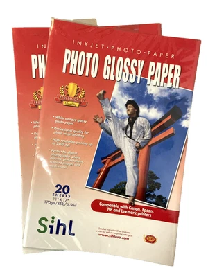 Inkjet Photo Glossy Paper Sihl 20 Sheets 11x17” Professional Quality  - Image 1 of 4