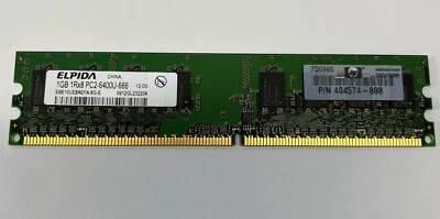1GB Elpida DDR2-800 RAM PC2-6400U CL6 1Rx8 Dimm EBE10UE8AEFA-0.3oz-E HP  - Image 1 of 4