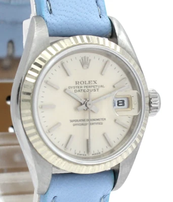 Женские винтажные часы ROLEX Oyster Perpetual Datejust 26 мм серебристый циферблат белое золото - Изображение 1 из 4
