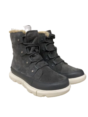 Women's Sorel Explorer Joan II Faux Fur WP Boots Grill/Fawn 1951631-028 NEW - Image 1 of 2