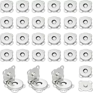 30 Sets Magnetic Snap Buttons,14Mm Silver Magnetic Button for Clothes, Bags, Pur - Picture 1 of 7