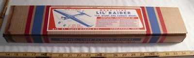 LIL' RAIDER MONO-LINE STUNT GAS BALSA AIRPLANE MODEL KIT VICTOR STANZEL BOXED - Image 1 of 3