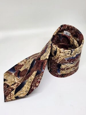 Corbata Monsieur de seda Givenchy vintage dorada, borgoña azul marino 56" ¡Lujo bonita! Foto 1 de 4