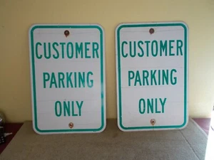 Vintage KUNDENPARKPLATZ NUR SCHILDER TANKSTELLE PAAR LOT-2 METALL - Bild 1 von 13