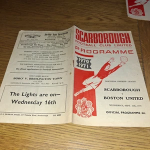 1970-1971 NORTHERN PREMIER LEAGUE SCARBOROUGH FC V BOSTON UNITED*EN MUY BUENA CONDICIÓN* - Imagen 1 de 2