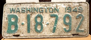 Vintage! Original! ~1949 Washington State License Plate ~B -18-792 Pierce County - Bild 1 von 6