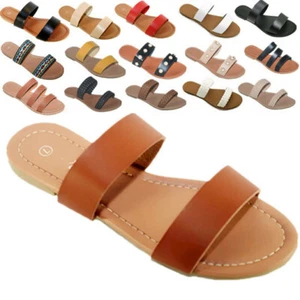 Nuevas sandalias para mujer zapatos tanga chanclas sin cordones abatibles punta plana abierta - Imagen 1 de 45