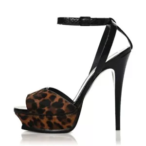 SAINT LAURENT TRIBUTE PLATFORM SANDELS 105 LIPS SNAKESKIN & CALF HAIR SIZE 39 - Picture 1 of 8