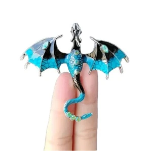 Retro Flying Dragon Painted Brooch Blue US Seller Local Stock No Drop Shipping - Picture 1 of 4