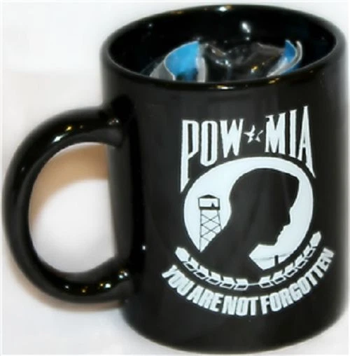 TRADE WINDS 12oz Military POWMIA Pow-Mia Pow Mia Prisoner Ceramic Mug w/ 12x18 POWMIA Flag