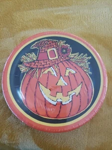 Halloween Paper Plates (12) Plate Set Jack-o-Lantern *SEALED* Vintage - Picture 1 of 4