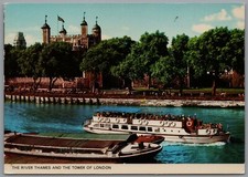 The River Thames and The Tower of London England Postcard Postmark 1979