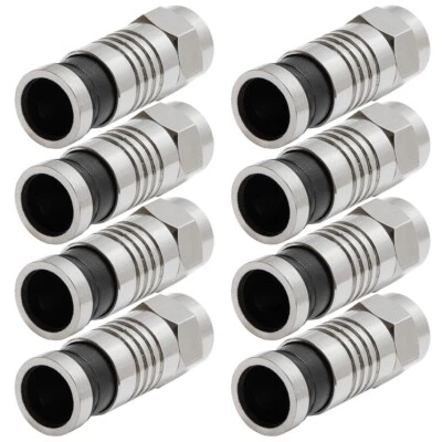 8 Pcs F Type Compression Connector RG59 Coax Coaxial Cable Adapter CCTV Camera - Image 1 of 3