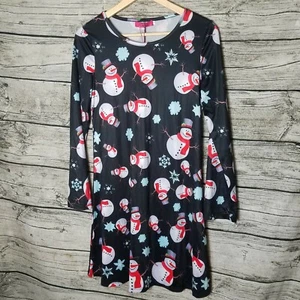 Junior's Ruiyige snow man polyester spandex dress size Small black red christmas - Picture 1 of 6