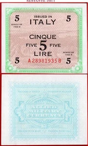 ITALIA 5 LIRAS MONEDA MILITAR ALIADA 1943A P M18b UNC envío gratuito desde 100$ - Imagen 1 de 3