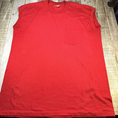 Camiseta Mcgregor de Colección Años 80’s Músculo en Blanco Camiseta de Bolsillo Sin Mangas Roja Foto 1 de 4