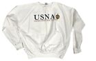 Vintage Shirt Velva Glanz Herren 100 % Baumwolle US Naval Academy Grafik L LS weiß
