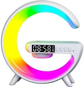 CASSA LED BLUETOOTH CON LAMPADA E CARICATORE WIRELESS CON OROLOGIO E SVEGLIA - Foto 1 di 9