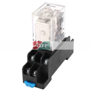 A● DIN Rail DPDT 8 Pins General Purpose Power Relay Coil w Socket 35mm AC 24V - Foto 1 di 4