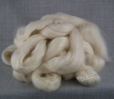 PURE MOHAIR TOP 250g ROVING YARN SPINNING FIBRE ECRU UNDYED WOOL  - Image 1 of 2