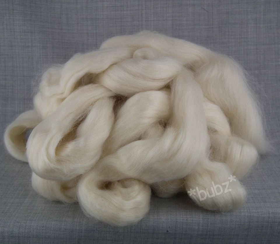 PURE MOHAIR TOP 250g ROVING YARN SPINNING FIBRE ECRU UNDYED WOOL  - Image 1 of 2