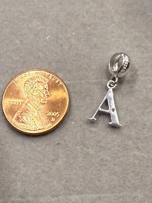 Colgante de colección inicial bloque letra alfabeto A cuentas colgantes plata 925 dije 3193 Foto 1 de 4