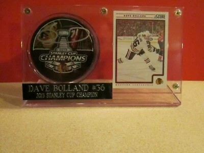 Autograph Dave Bolland Signed Puck Blackhawks Acrylic case w/ Card - Image 1 of 3