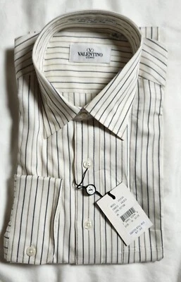 Рубашка Valentino мужская на пуговицах в полоску цвет слоновой кости размер 16 32-33 - Изображение 1 из 4