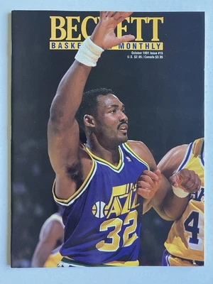 Revista Beckett Basketball Price Guide edición #15 octubre 1991 Karl Malone Foto 1 de 2