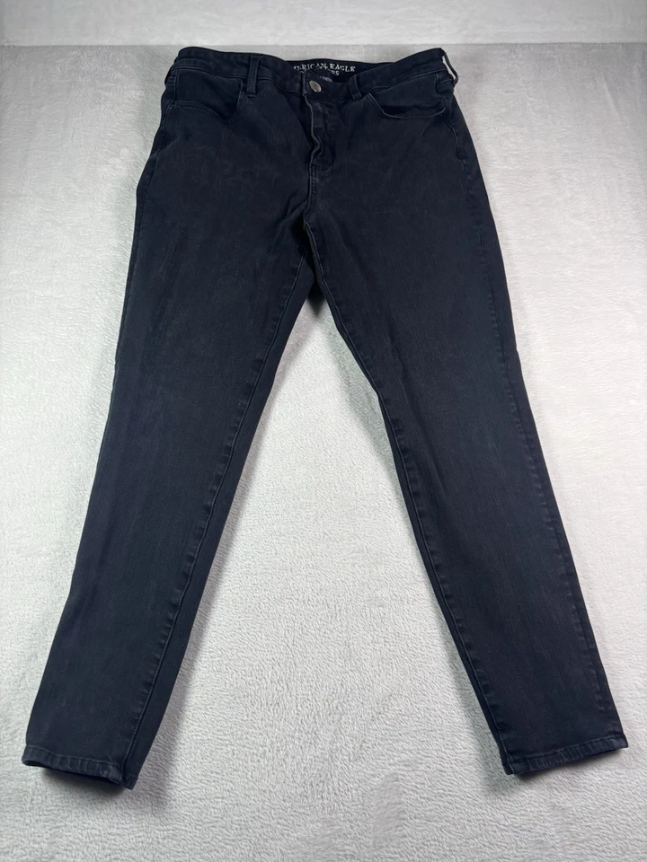 American Eagle Outfitters 360 Super Stretch Hi-Rise Jegging Size 14 Black Denim - Image 1 of 4