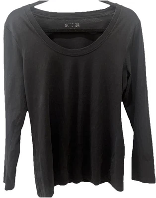 Camiseta para mujer Kenneth Cole Reaction cuello redondo manga larga negra camiseta mediana Foto 1 de 4