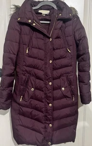 Michael Michael Kors Womens Down Maxi Puffer Coat Plum Size XS - Picture 1 of 7