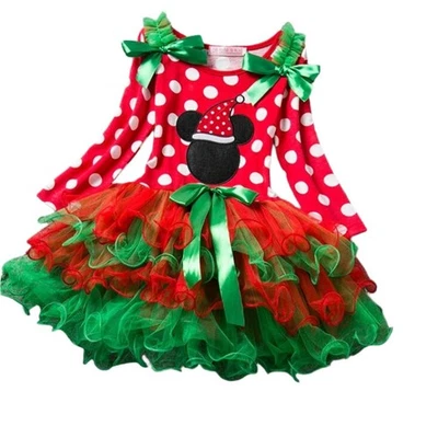 Boutique Polka Dot Minnie TuTu Dress, NWT, Disney, holiday, Christmas, girl - Image 1 of 4