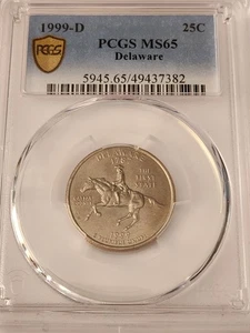 1999-D Delaware State Quarter, PCGS MS65, TrueView - Picture 1 of 5
