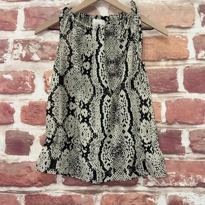 Ann Taylor Loft Top Womens SP Snakeskin Print Cotton Silk Blend Tie Neck Shirt - Image 1 of 4