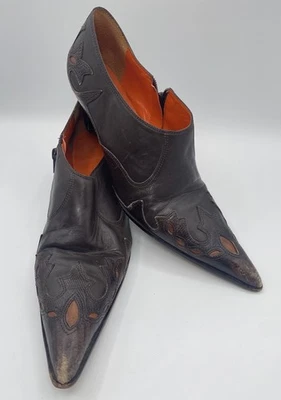 Antonio Melani Botines Estilo Occidental Tacón Botas Talla: 10M Marrón y Naranja Foto 1 de 4