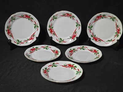 Салатная тарелка SOUTHINGTON от BAUM 7,5 дюйма ВИКТОРИАНСКИЙ ПРАЗДНИК пуансеттия - набор из 6 - Изображение 1 из 4