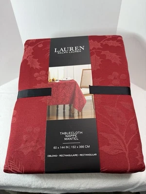Lauren Ralph Lauren Cranberry Red Christmas Tablecloth 60"x 144” Rectangular - Image 1 of 4