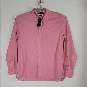 Tommy Hilfiger The Flex Mens Regular Fit Red Solid Cotton Button-Down Shirt XXL - Picture 1 of 10