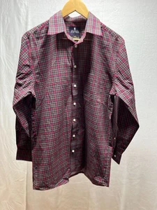 Stafford Travel Super Dress Shirt Men's Size 25.5 Red Plaid Long Sleeve - Picture 1 of 13