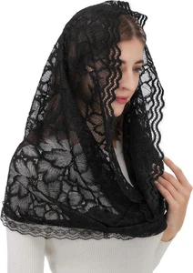 PAMOR Infinity Blumen Schleier Schal Kapelle Schleier Kopfbedeckung Halstuch Stil schwarz  - Bild 1 von 5