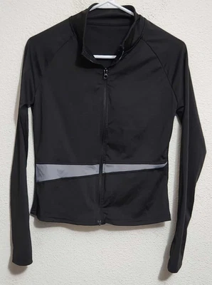 Girls XL Zip Up Long-Sleeve Shirt Black & Gray W/ Thumb Hole - Image 1 of 3