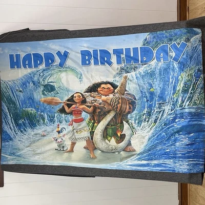 Moana Princess Backdrop Banner Kids Birthday Party Decorations Photo Banner - Image 1 of 4