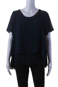 Stella McCartney Womens Round Neck Short Sleeve Pullover Blouse Top Navy Size S - Picture 1 of 4