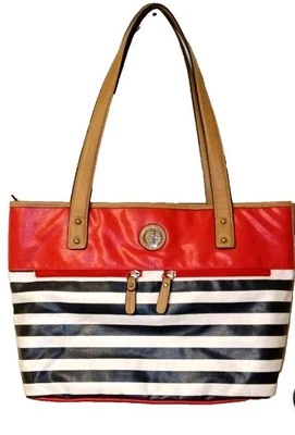 Mujer GIANI BERNINI Hermoso Bolso Bandolera a Rayas Bolsillo 16"x10.5"x5" Foto 1 de 4