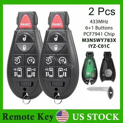 2 Reemplazo para Dodge Grand Caravan 2009-2018 2019 mando a distancia llavero IYZ-C01C Foto 1 de 4