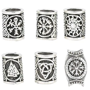 Viking Style Beard Beads Antique Norse Dreadlock Hair Tubes Set - Picture 1 of 12