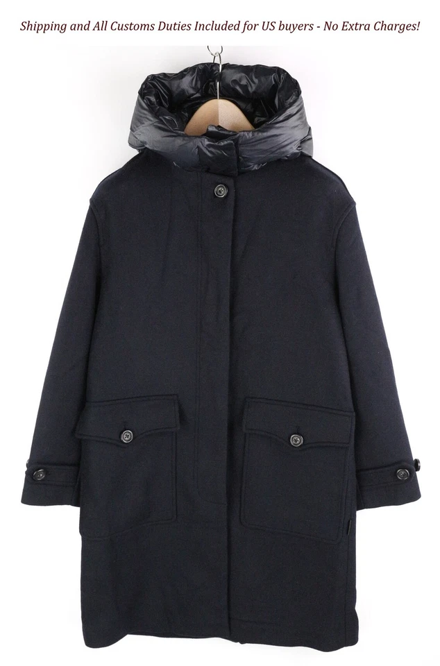 WOOLRICH Women'S Double Wool 2in1 Parka Jacket S Hooded Mid-Length Down - Image 1 of 4